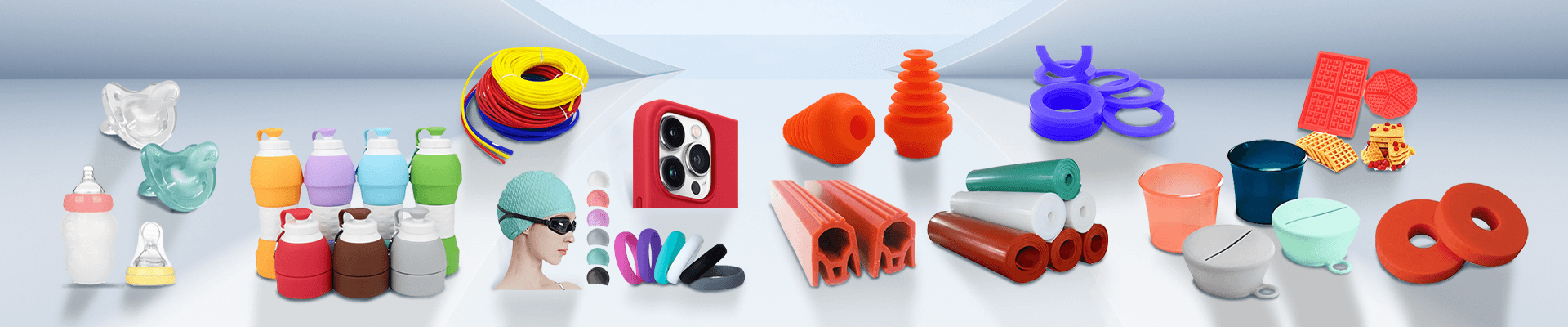 complete range of liquid silicone rubber, high consistency silicone, silicone additives, pigments and injection silicone molding materials